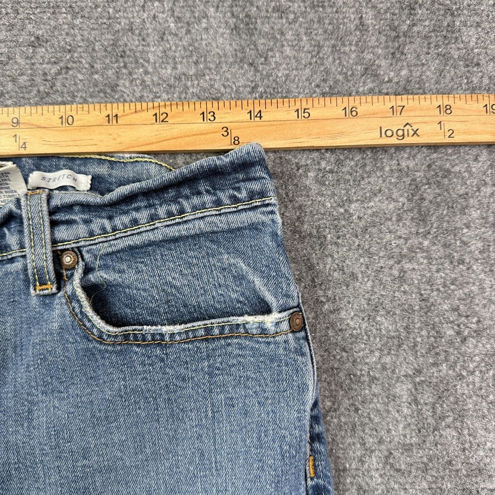Vintage Old Navy Bootcut Jeans Sz 8 Mid Rise Stretch Below Waist Distressed Y2K - Picture 13 of 16